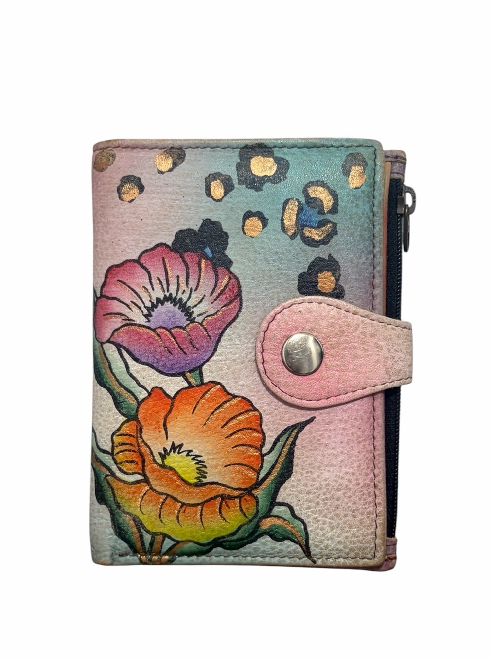 Anuschka Small Leather Floral Minimalist Wallet - Excellent Condition